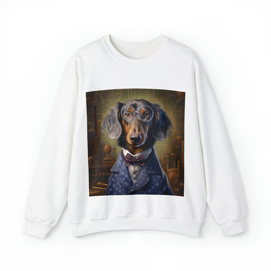 Dachshund - 20th Century Scientist - Pet Portrait Unisex Crewneck Sweatshirt