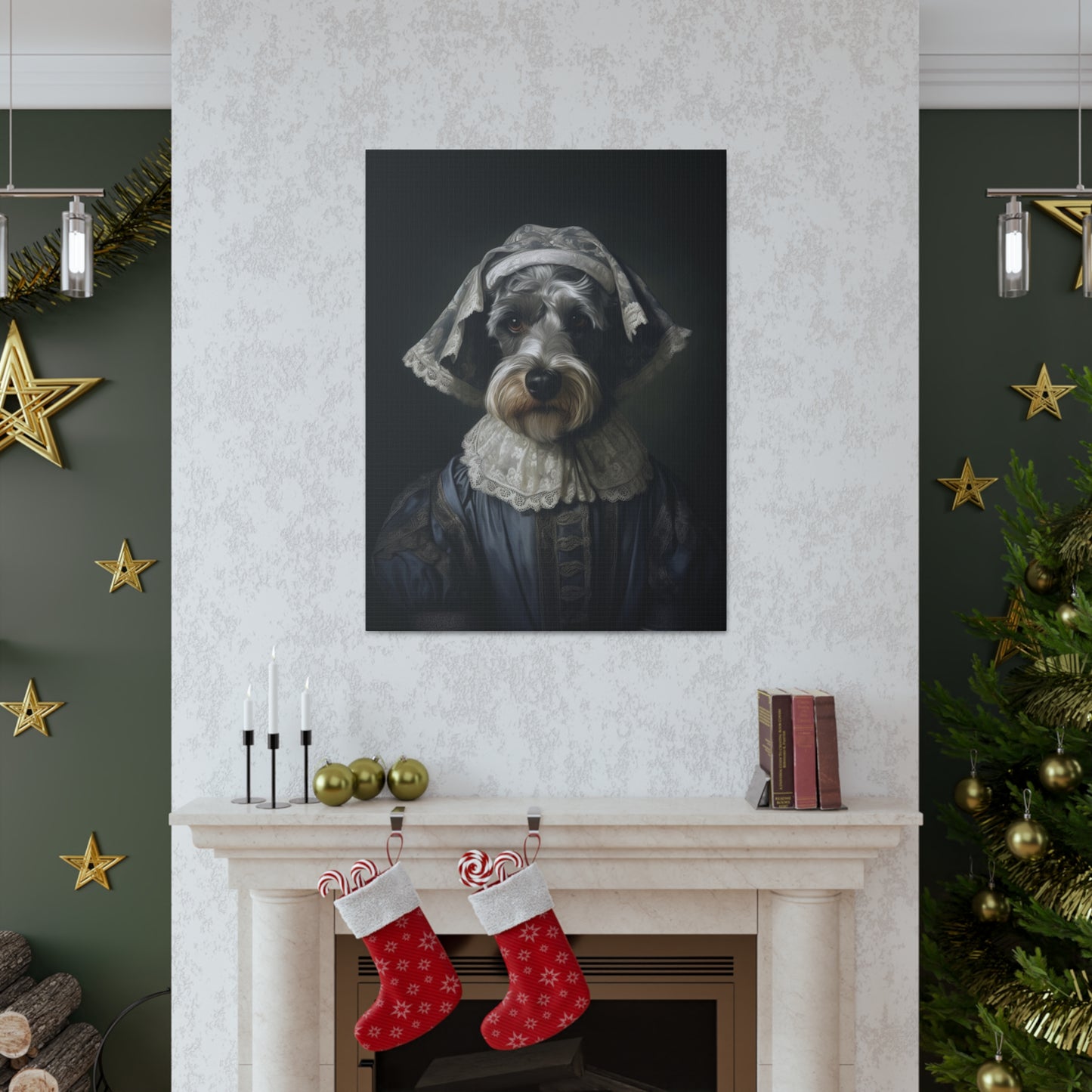 Schnauzer  - 19th Century Governess - Pet Portrait Canvas