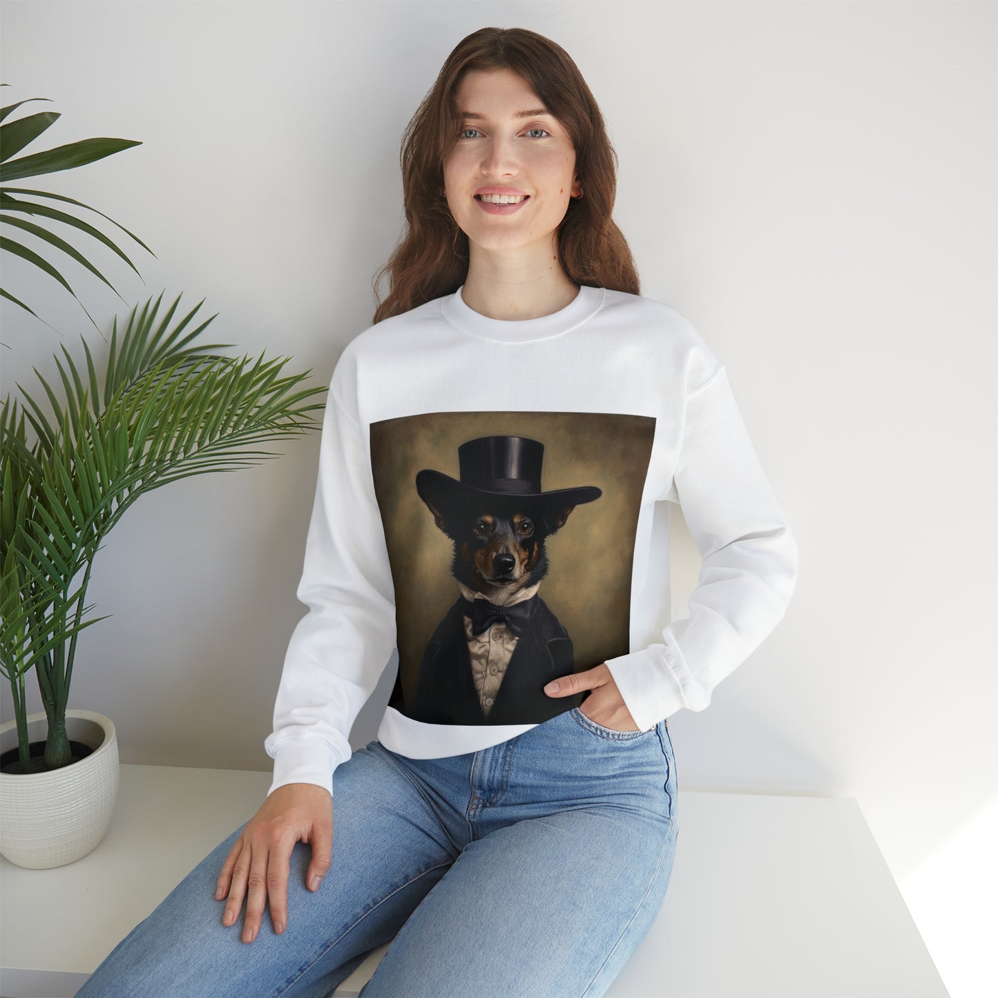 Australian Shepard - 19th Century Politician - Pet Portrait Unisex Crewneck Sweatshirt