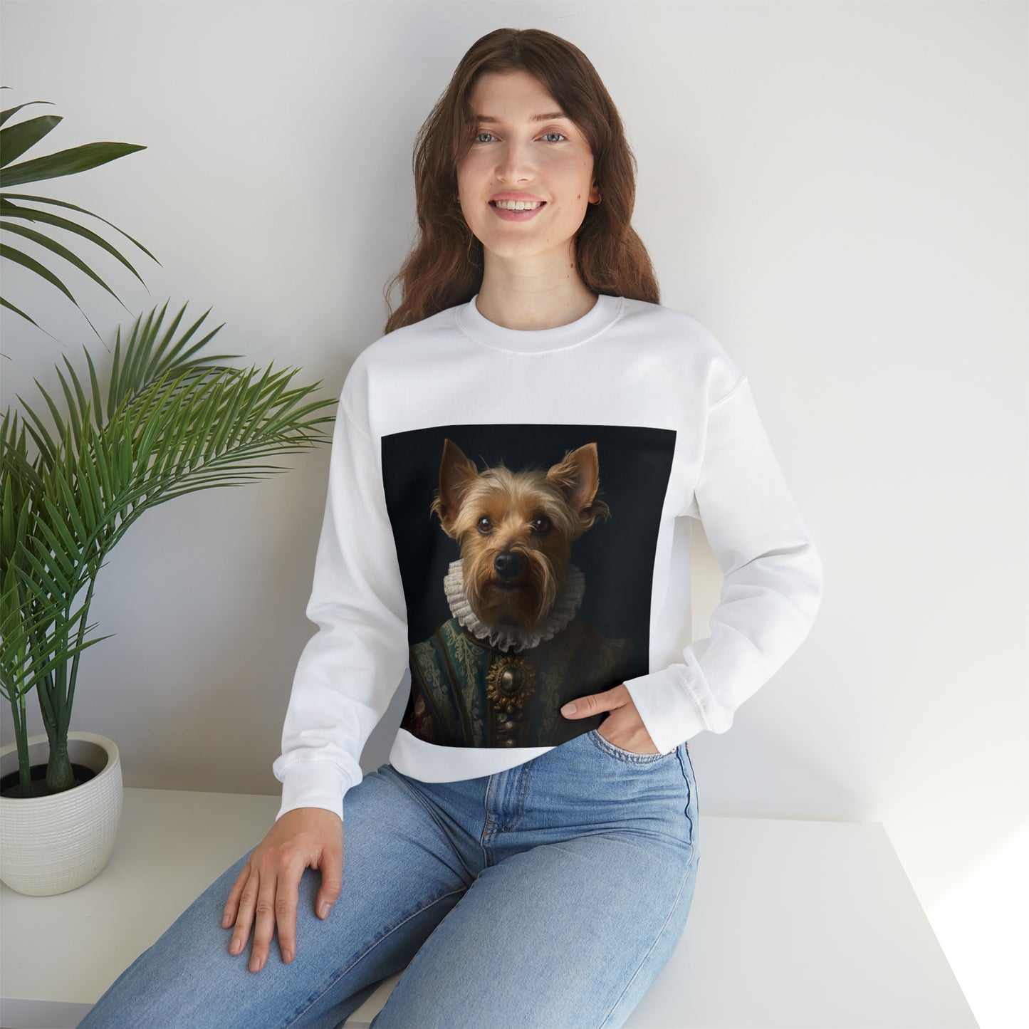 Yorkshire Terrier - 16th Century Playwright - Pet Portrait Unisex Crewneck Sweatshirt