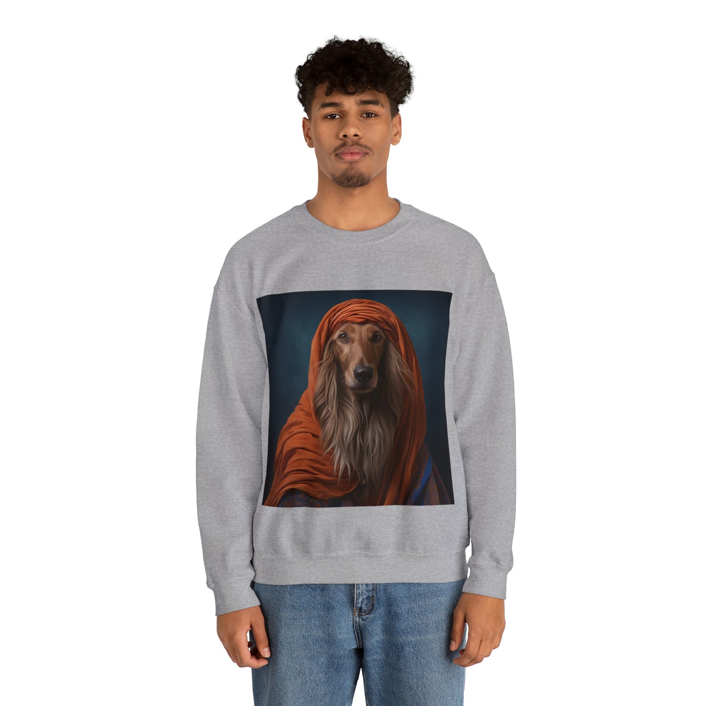 Afghan Hound - 10th Century Persian Poet - Pet Portrait Unisex Crewneck Sweatshirt