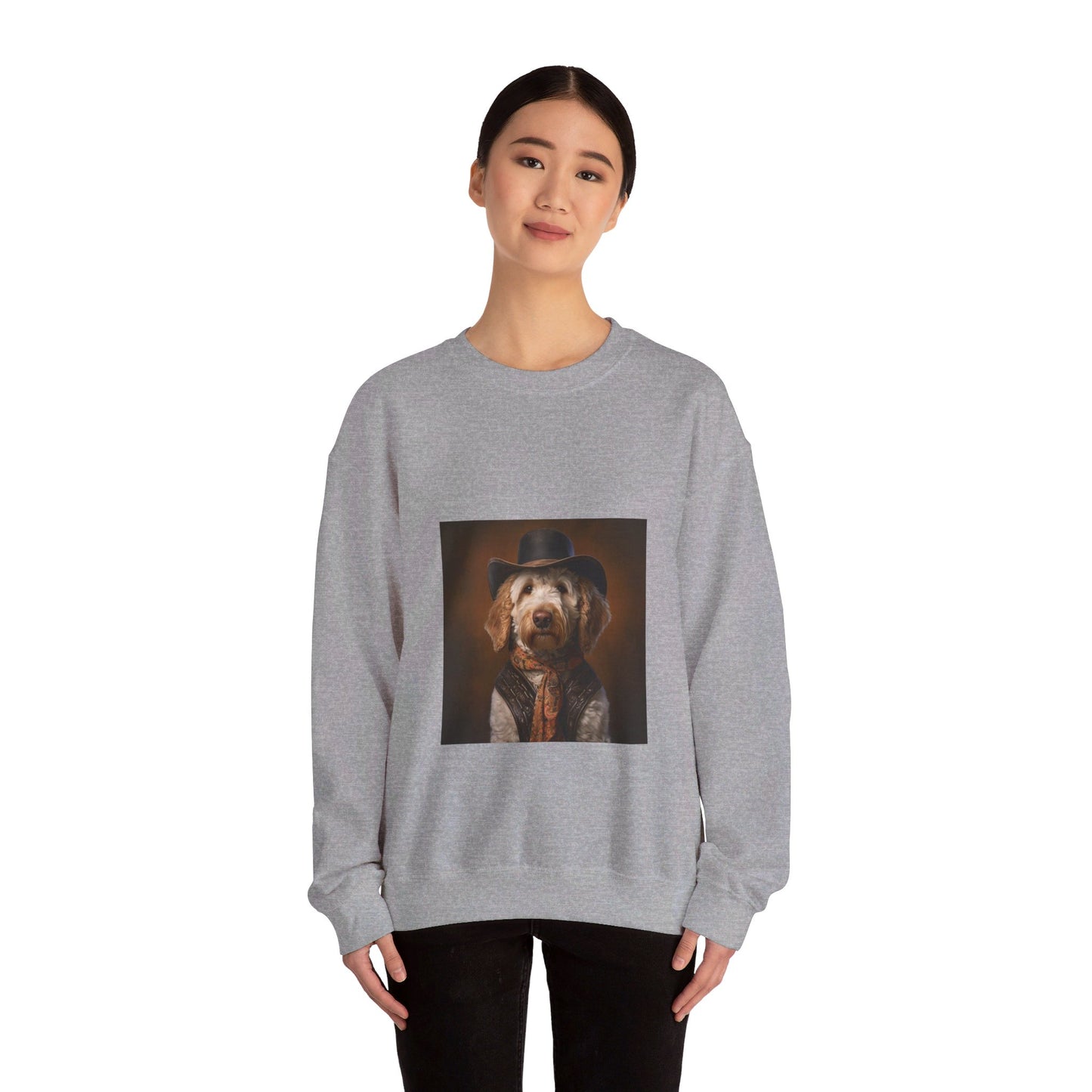 Golden Doodle - Cowboy - Pet Portrait Unisex Crewneck Sweatshirt