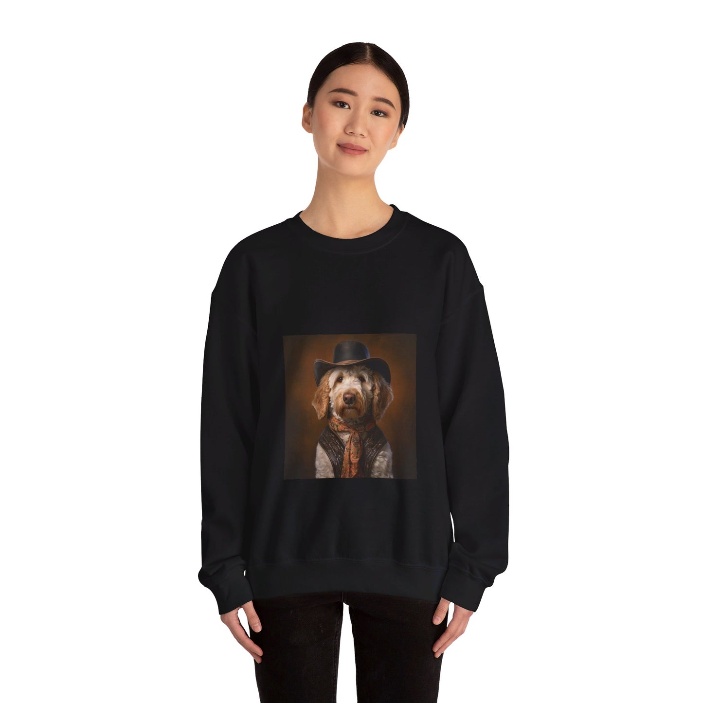 Golden Doodle - Cowboy - Pet Portrait Unisex Crewneck Sweatshirt