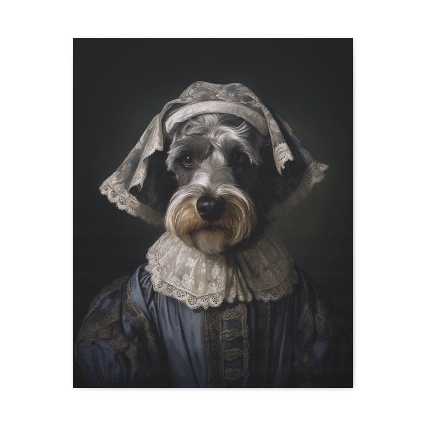 Schnauzer  - 19th Century Governess - Pet Portrait Canvas