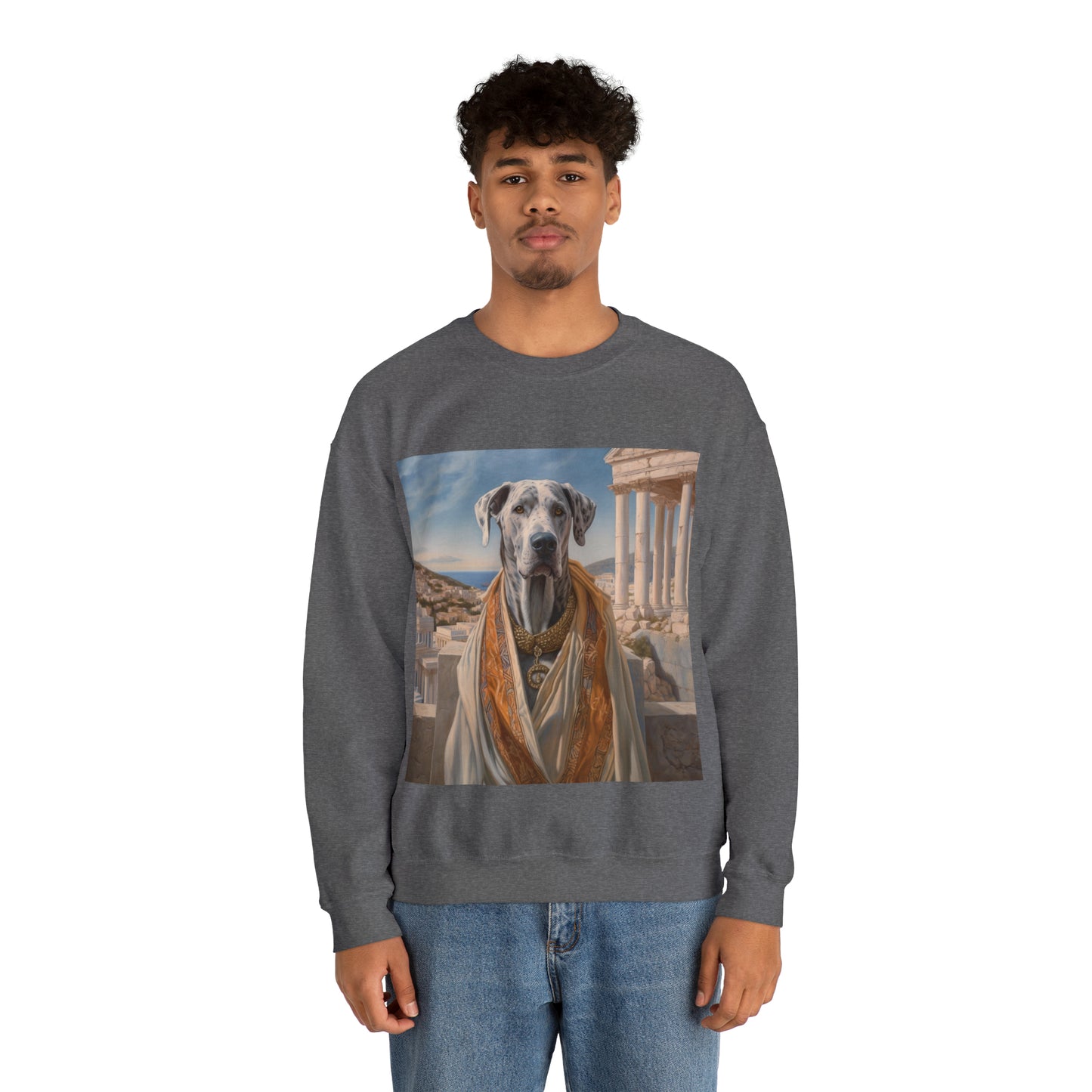 Great Dane - Ancient Greek Philosopher - Pet Portrait Unisex Crewneck Sweatshirt