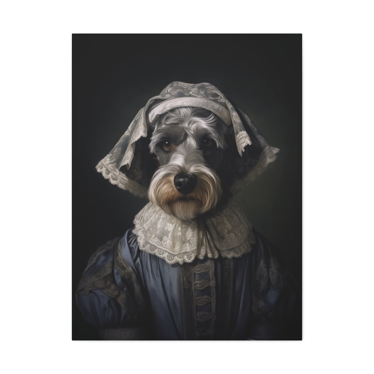 Schnauzer  - 19th Century Governess - Pet Portrait Canvas