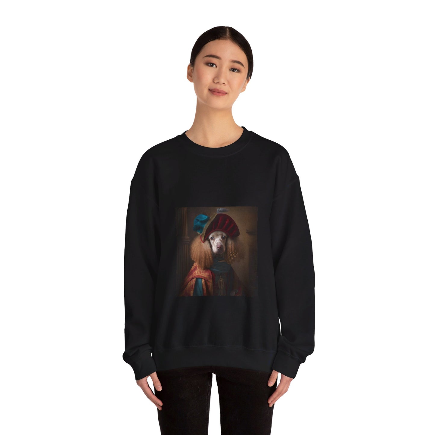 Poodle - 9th Century Jester - Pet Portrait Unisex Crewneck Sweatshirt