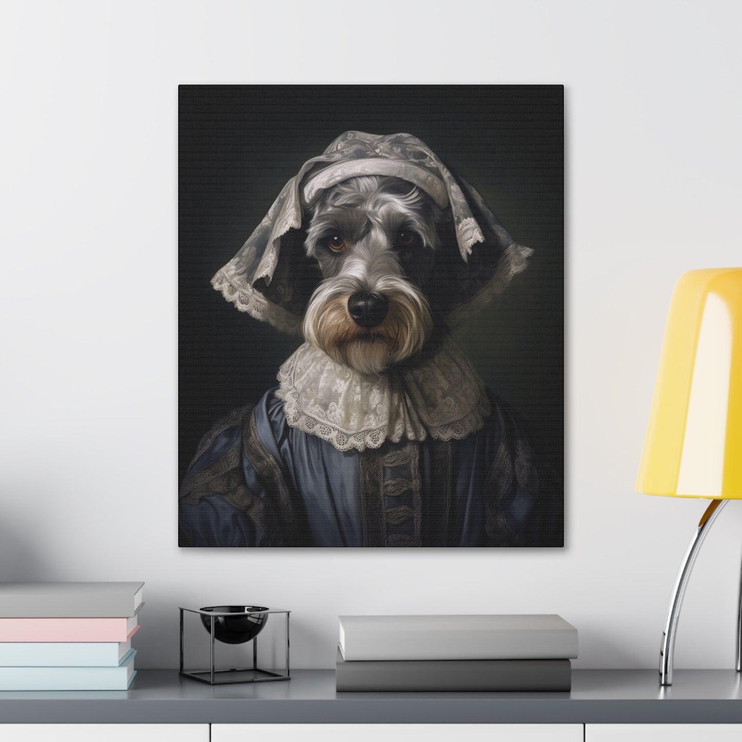 Schnauzer  - 19th Century Governess - Pet Portrait Canvas