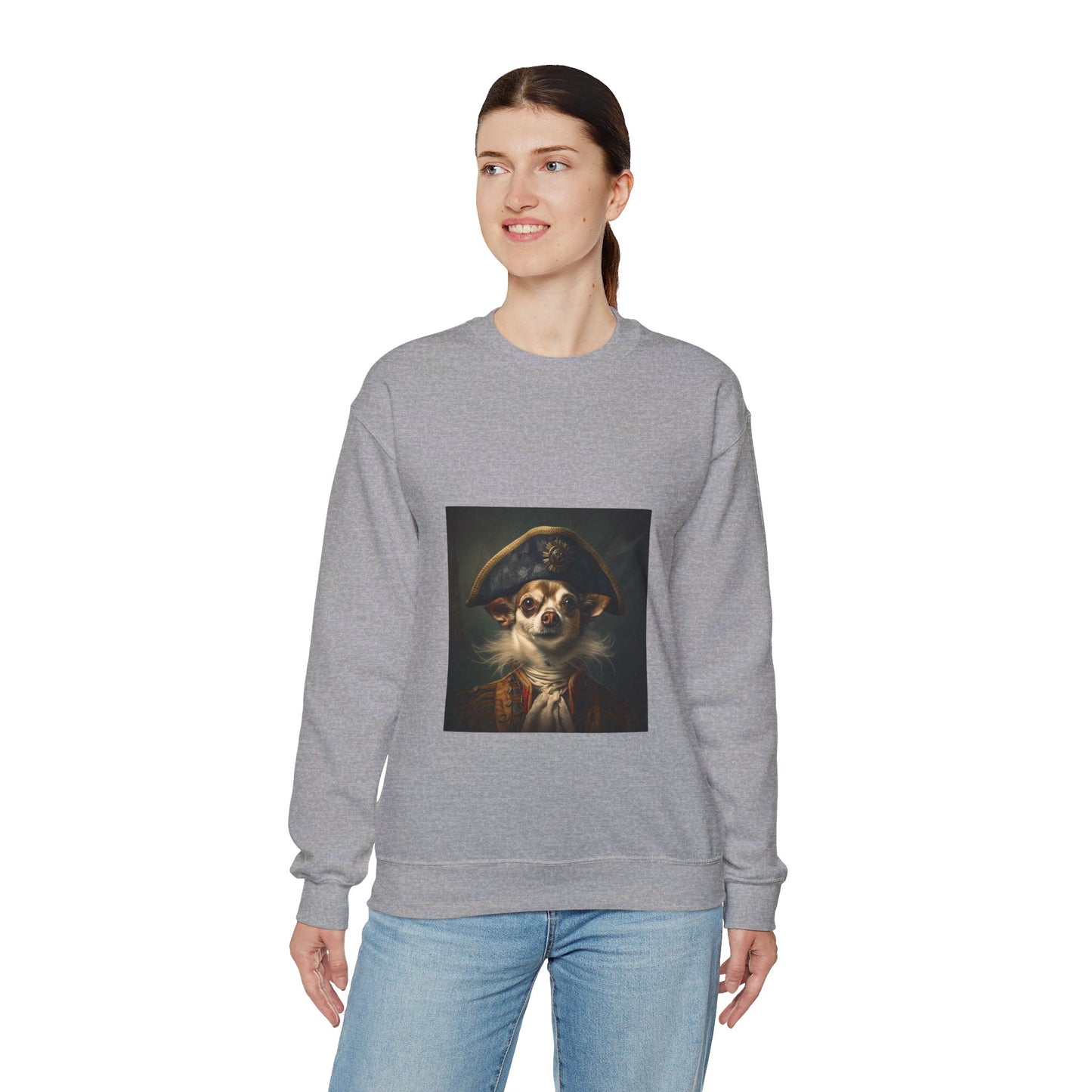 Chihuahua - 17th Century Pirate - Pet Portrait Unisex Crewneck Sweatshirt