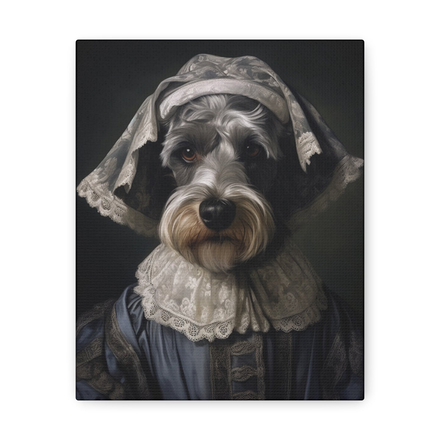 Schnauzer  - 19th Century Governess - Pet Portrait Canvas