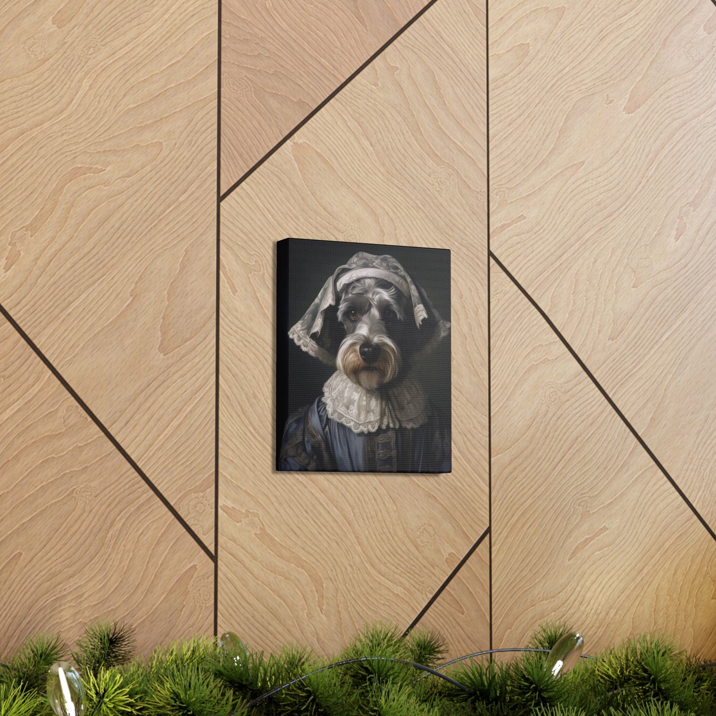 Schnauzer  - 19th Century Governess - Pet Portrait Canvas