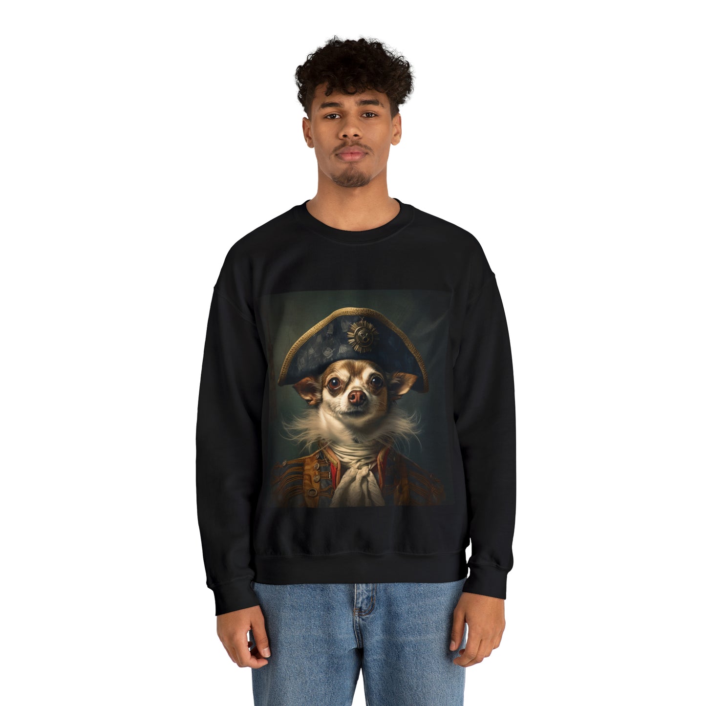 Chihuahua - 17th Century Pirate - Pet Portrait Unisex Crewneck Sweatshirt