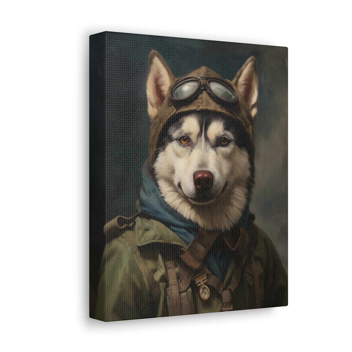 Husky - WWII Pilot - Pet Portrait Canvas