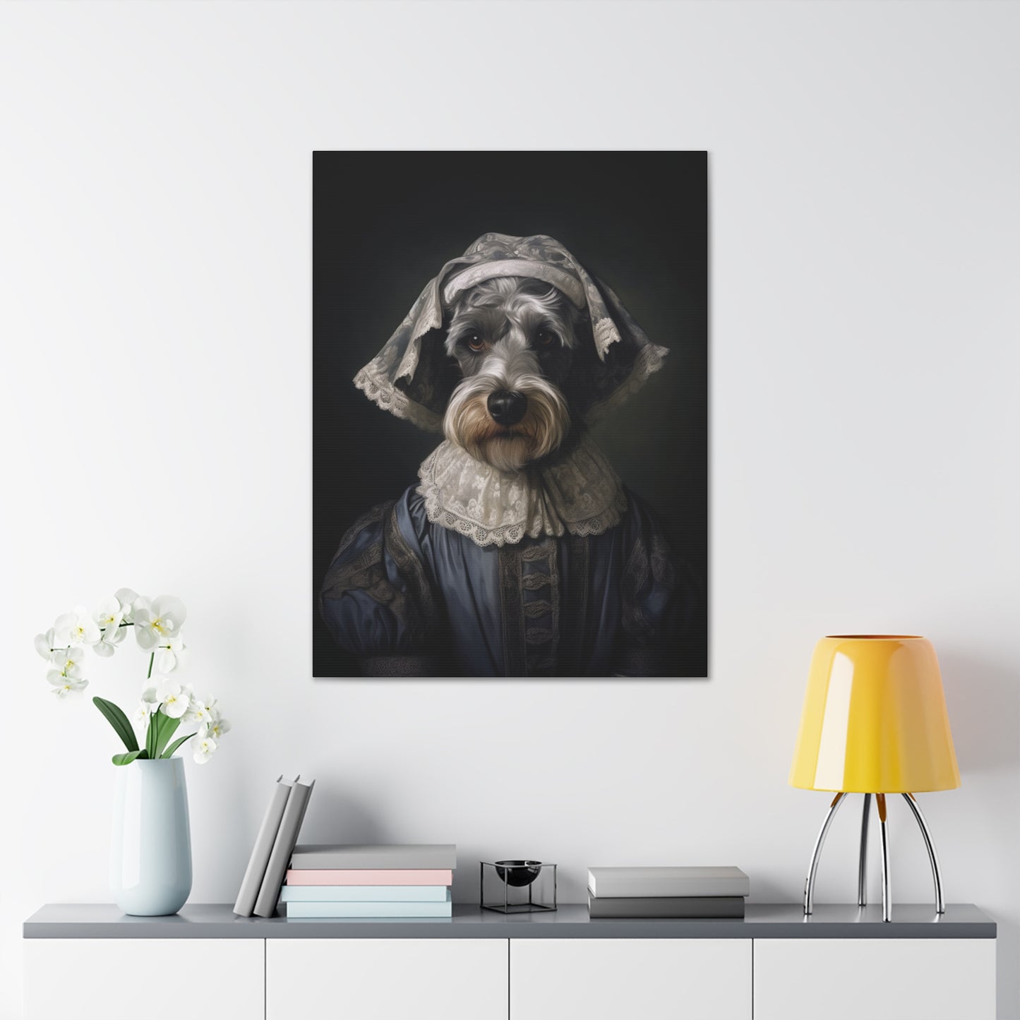 Schnauzer  - 19th Century Governess - Pet Portrait Canvas