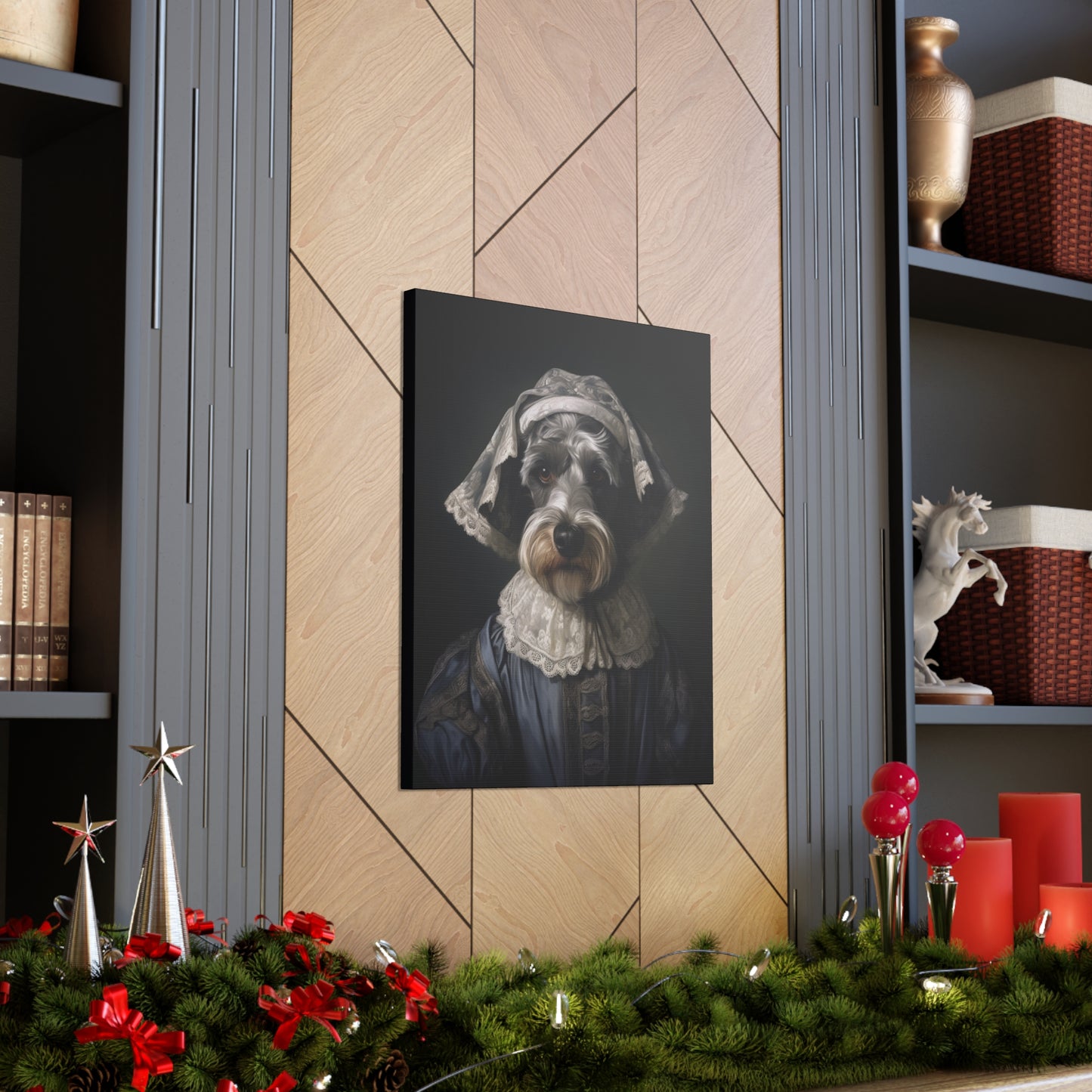 Schnauzer  - 19th Century Governess - Pet Portrait Canvas