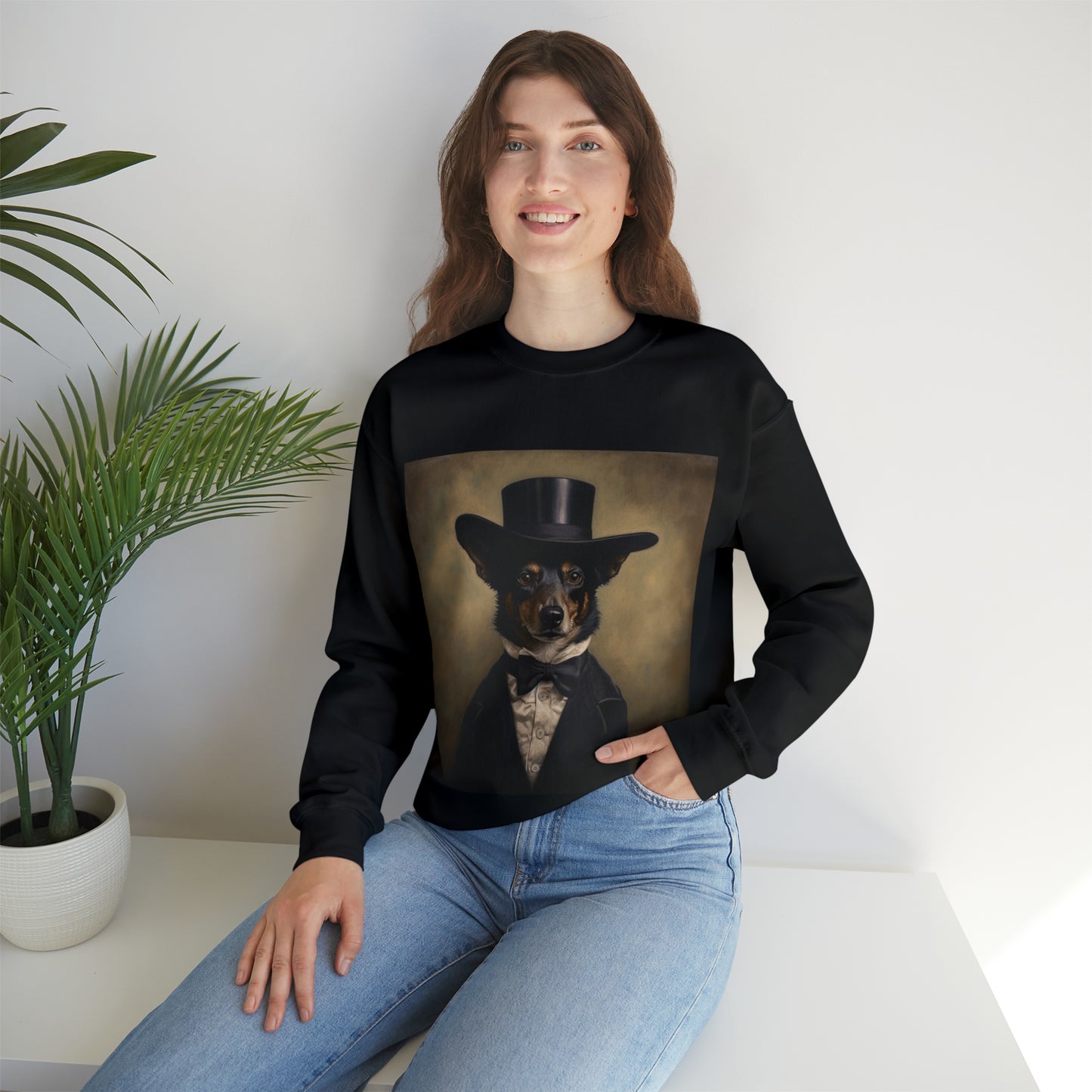 Australian Shepard - 19th Century Politician - Pet Portrait Unisex Crewneck Sweatshirt