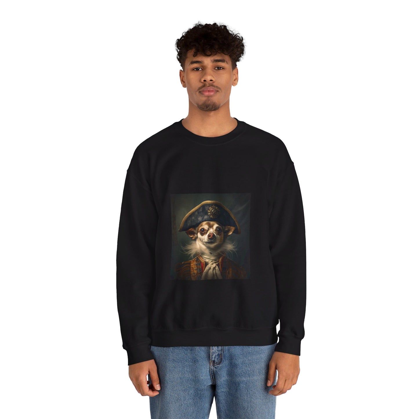 Chihuahua - 17th Century Pirate - Pet Portrait Unisex Crewneck Sweatshirt